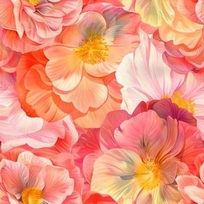 Beautiful Pink Watercolor Begonia Flowers