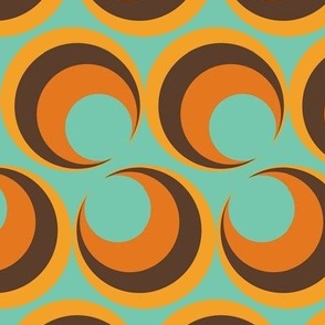 1970s Crescent Dots Brown Turquoise Orange