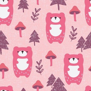 medium forest bears / pink
