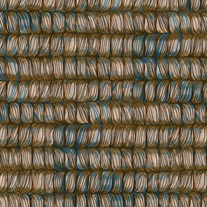 Jute weave Hand Drawn Stitches with transparent watercolor-Medium Scale Cream Rust Blue Brown