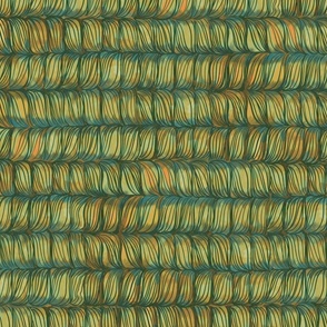 Jute weave Hand Drawn Stitches with transparent watercolor-Medium Scale Green and Yellow