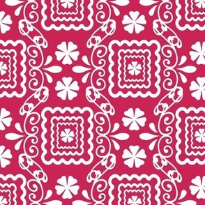 beautiful white-red ornament pattern for upholstery fabric