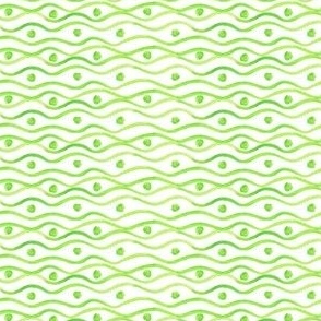 Small Green wavy watercolor stripe with dots
