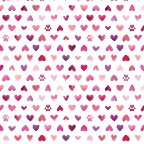 Paws and Hearts Pastel Watercolor Pattern