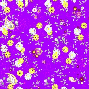 purple paisley floral bohemian daisy