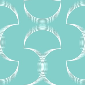 (L) Modern Geometric - Turquoise Cyan Coastal Wallpaper Monochrome Monochromatic Sophisticated Minimalist Elegant