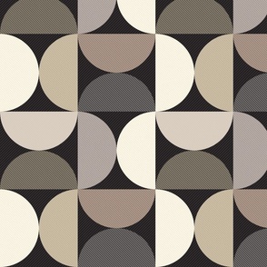 Mid-Century Textured Shapes - Neutrals on Black Large