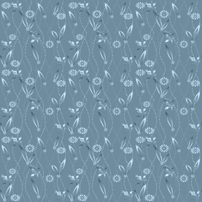  gray blue floral pattern plain retro 