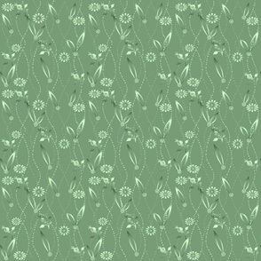 solid mint green floral flowers vintage fashion pattern retro