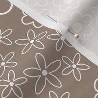 Beige and White Blossom Ditsy  - Large Floral Print - Perfect for Bedding