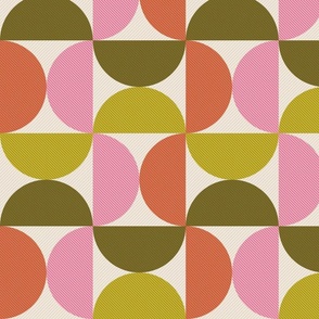 Mid-Century Textured Shapes - Olive Green & Pink Large