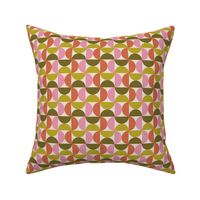 Mid-Century Textured Shapes - Olive Green & Pink Small