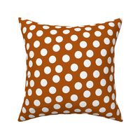 Large White Textured Polka Dots on Burnt Sienna