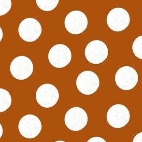 Large White Textured Polka Dots on Burnt Sienna