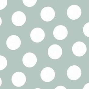 Large White Polka Dots on Sage Green