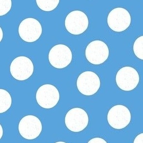 Large White Polka Dots on Cyan Blue