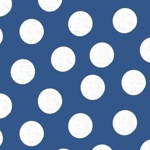 Large White Polka Dots on Primary Blue