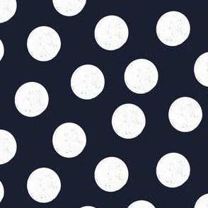 Large White Polka Dots on Midnight