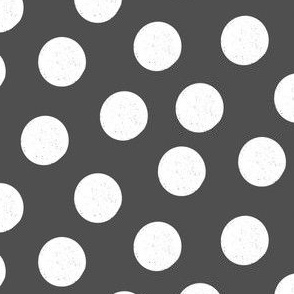 Large White Polka Dots on Charcoal