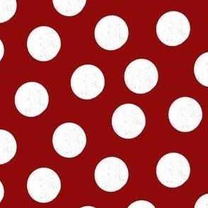 Large White Polka Dots on Cranberry Red