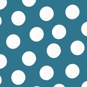 Large White Polka Dots on Teal Blue