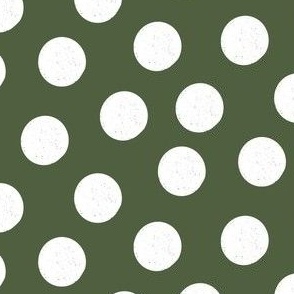 Large White Polka Dots on Pine Green