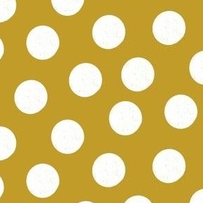 Large White Polka Dots on Mustard
