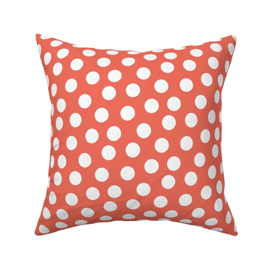 Large White Polka Dots on Red Orange