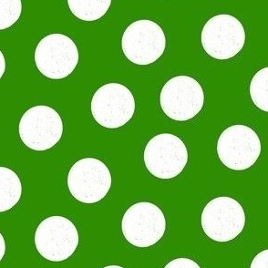 Large White Polka Dots on Kelly Green