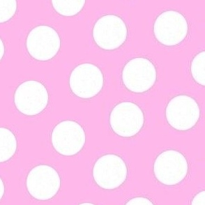 Large White Polka Dots on Pink