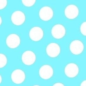 Large White Polka Dots on Aqua