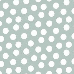 Small White Polka Dots on Sage