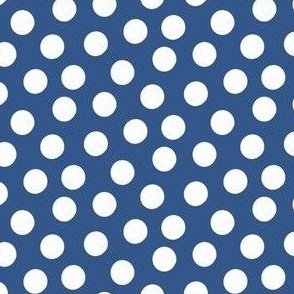 Small White Polka Dots on Primary Blue