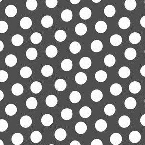 Small White Polka Dots on. Charcoal