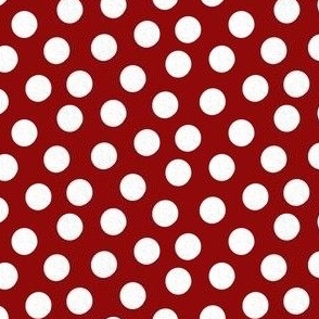 Small White Polka Dots on Cranberry Red