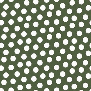 Small White Polka Dots on Pine Green