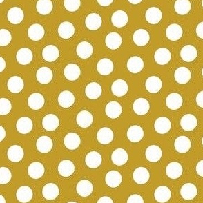 Small White Polka Dots on Mustard
