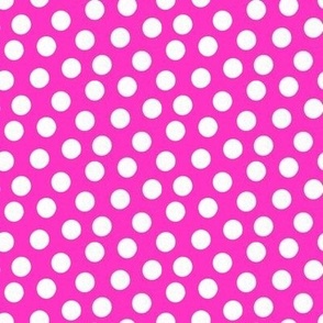 Small White Polka Dots on Hot Pink
