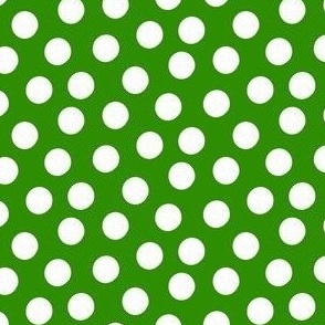 Small White Polka Dots on Grass Green