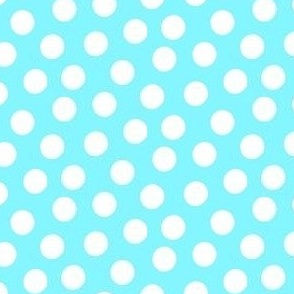 Small White Polka Dots on Aqua