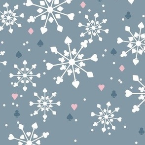 Snowflakes and cards suits