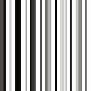 Large - Vertical Ivy Stripes - MIdnight Black - White