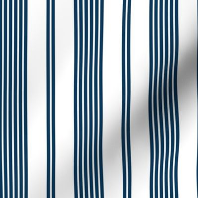 Large - Vertical Ivy Stripes - Navy Blue - White