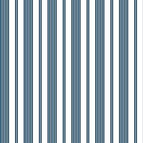 Large - Vertical Ivy Stripes - Navy Blue - White