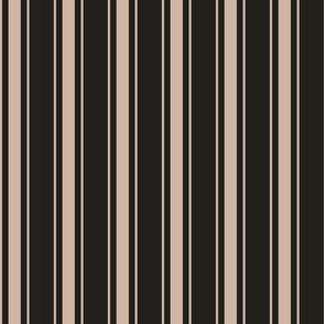 Large - Vertical Ticking Stripes - Midnight Black and Brown Sand