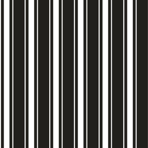 Large - Vertical Ticking Stripes - Midnight Black and White