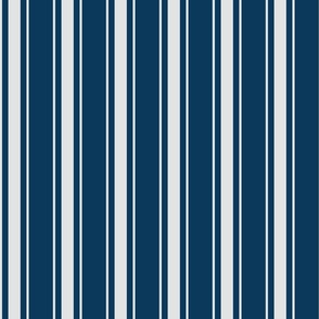 Large - Vertical Ticking Stripes - Navy Blue - Platinum Grey