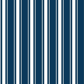 Large - Vertical Ticking Stripes - Navy Blue and White