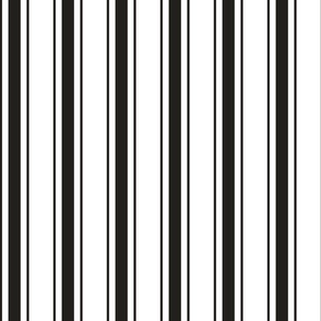 Large - Vertical Ticking Stripes - White - Midnight Black