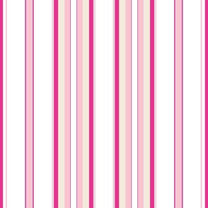 Large - Vertical Balanced Stripes - Magenta - Pale Pink - White - Pristine Cream